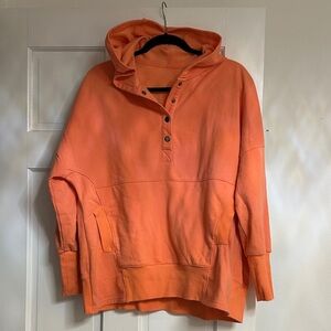 Orange Hooded Sweatshirt with Buttons